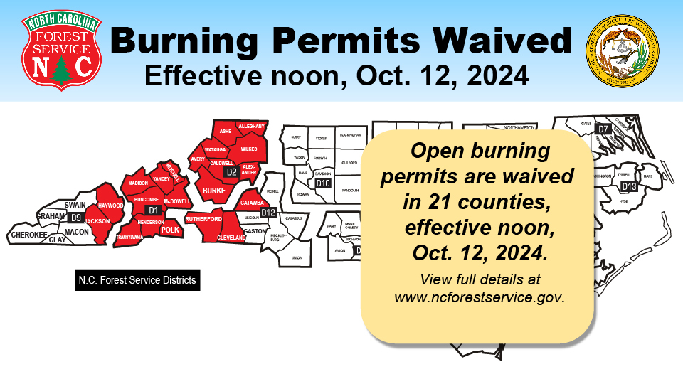 Map indication counties where waiver takes effect