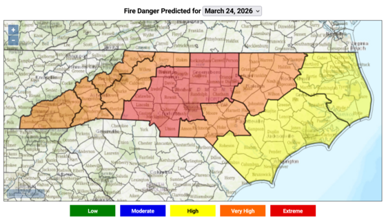 Fire Danger Map for March 24, 2026