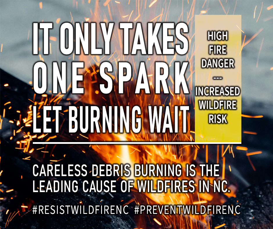 It only takes a spark text overlaying a fire with embers