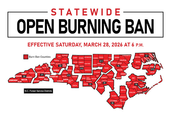 Statewide Open Burning Ban map depicting statewide impact