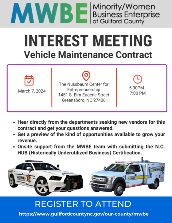 Vehicle Maintenance Contract Interest Session Flyer 