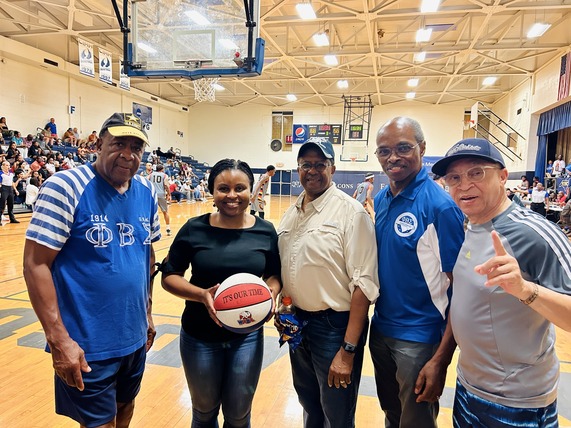 Mayor Day Enjoys a Firebirds Game with other Wake County Mayors