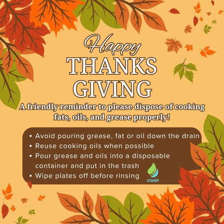 Clean Water Education Program Thanksgiving Graphic