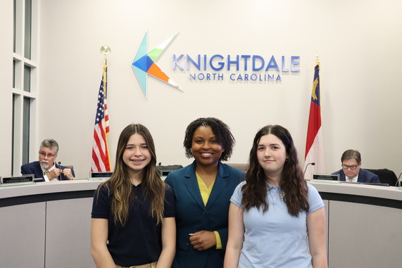 Jessica Day and Students from Thales Academy at the January 2025 Knightdale Town Council Meeting