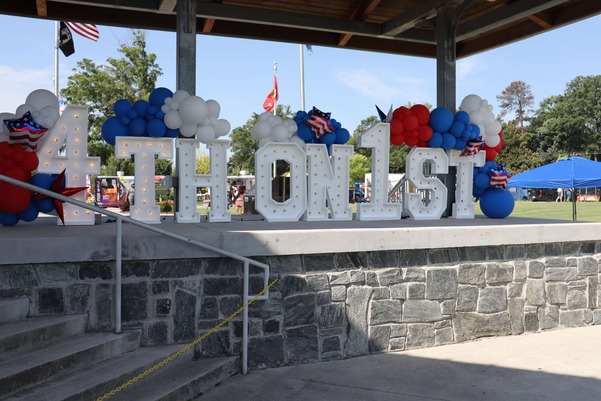 Marquee Lights sit on the stage at Knightdale Station Park