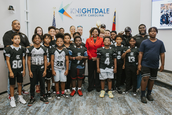 Knightdale Mighty Mights and mayor Jessica Day at the August Town Council Meeting