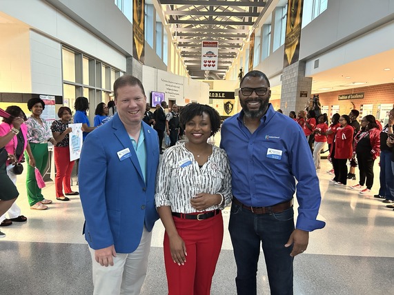 Knightdale Town Council members and Mayor Day Welcome Students back at Knightdale High School Clap-in