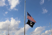 Flags Flying at half mast at Knightdale Veterans Day Tribute