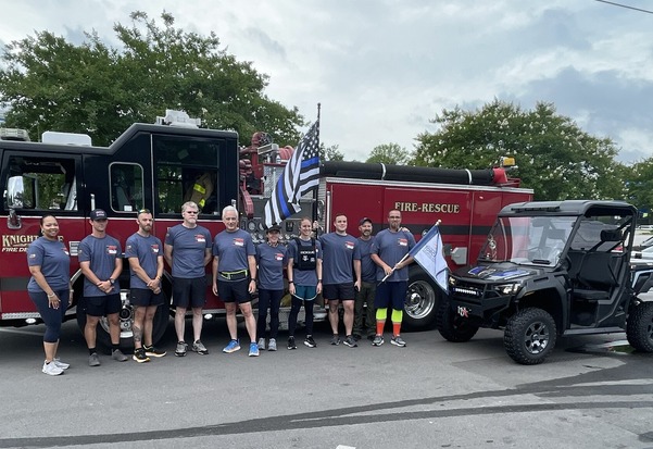 Members of Knightdale PD and Fire participate in the Special Olympics Torch Run