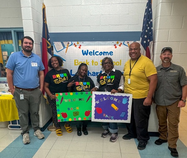 Knightdale Town staff and Town Council members welcome students back to school