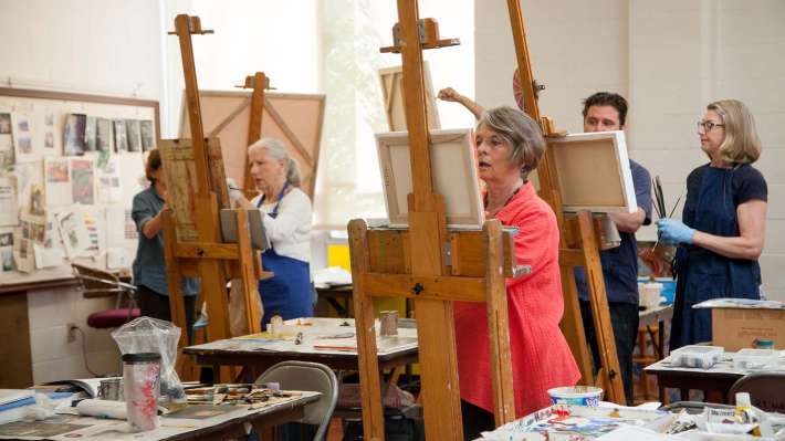 People painting at the Sertoma Arts Center Painting Studio