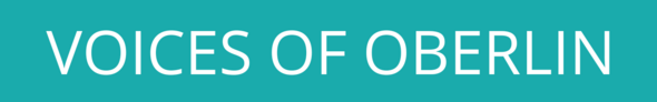 Voices of Oberlin Header in Turquoise color 