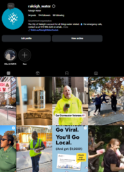 view of Raleigh Water instagram page showing list of picture posts