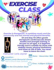 Miriam Lamb Memorial Library Exercise with Lorie