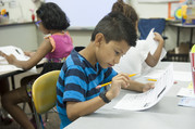 NC Elementary Student taking a test