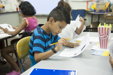 NC Elementary Student taking a test