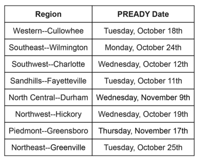 Fall Principal READY meeting dates