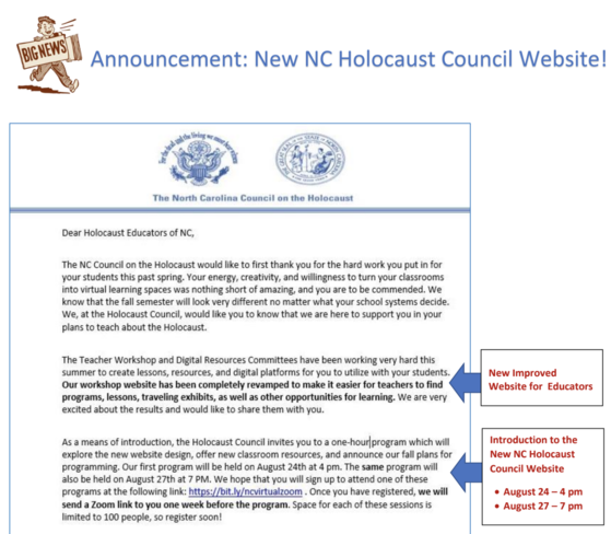 NC Holocaust Letter 1