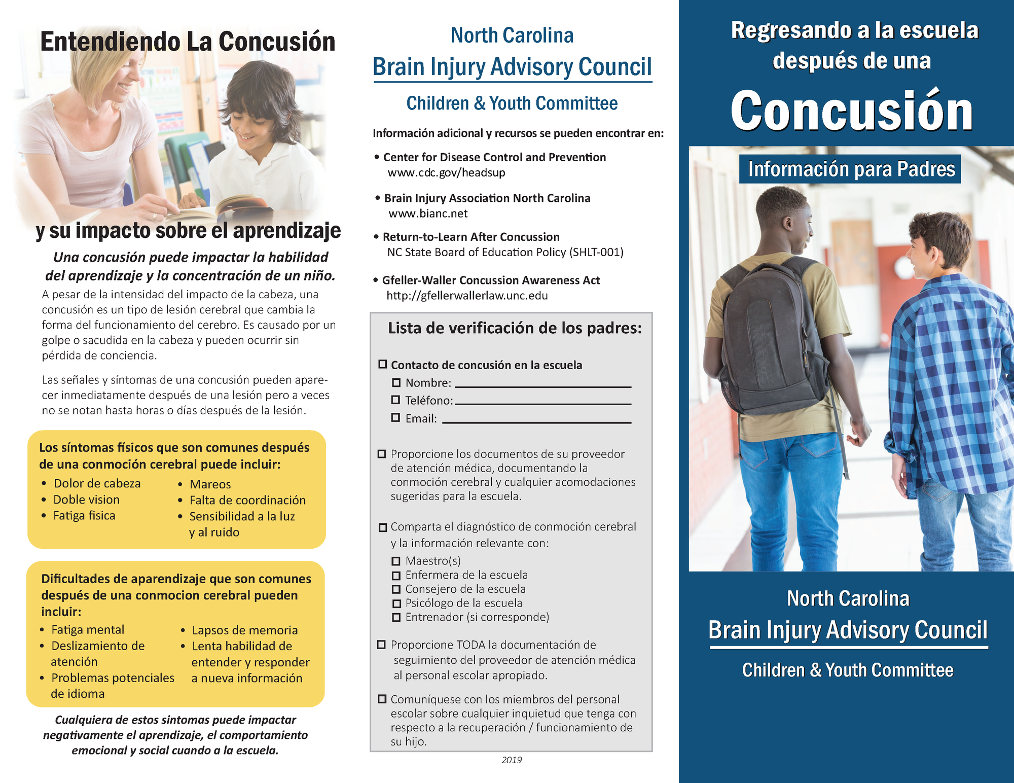 Concussion Parent Information Brochure - Spanish