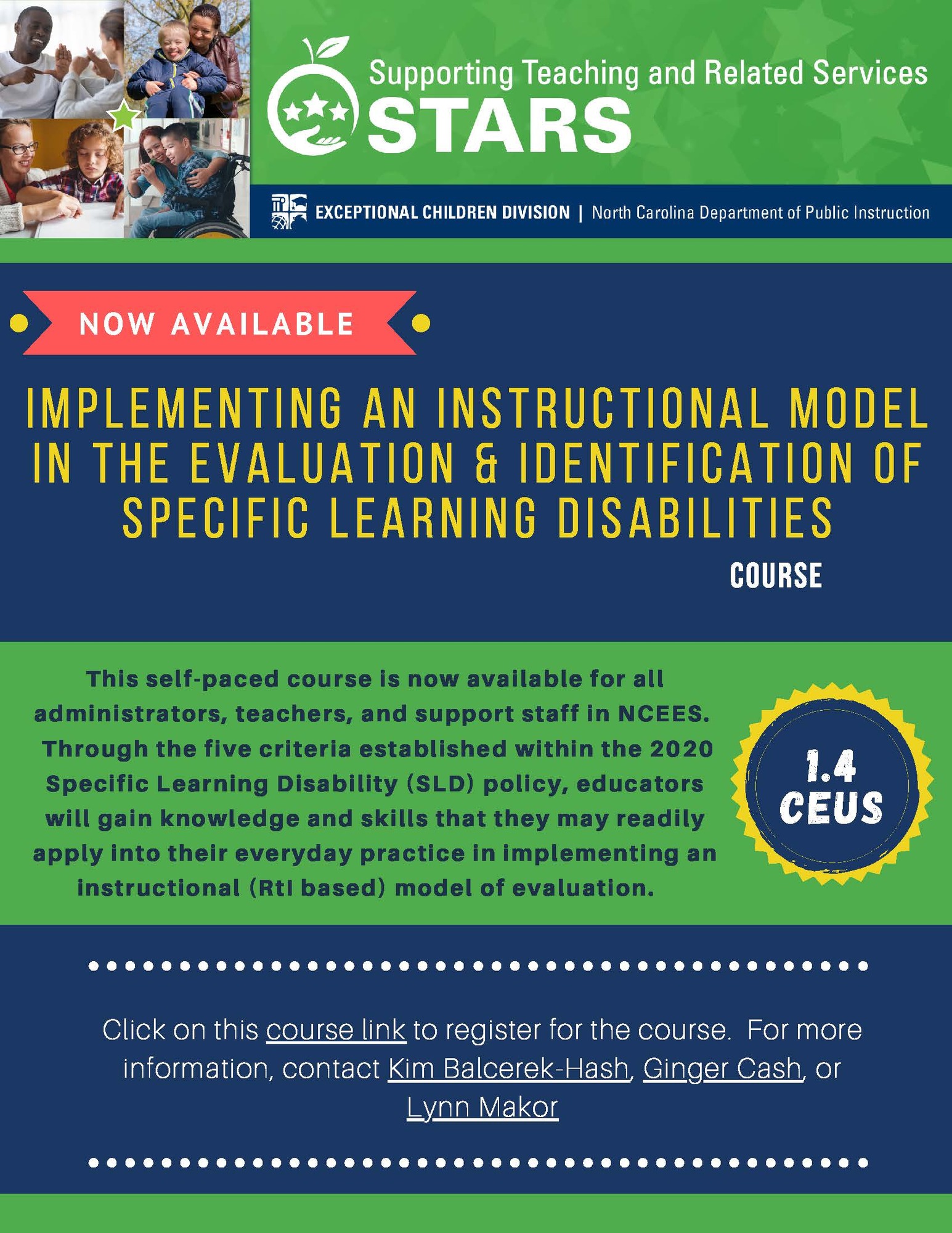 Implementing an Instructional Model in the Evaluation & Identification of Specific Learning Disabilities course, 1.4 CEUs