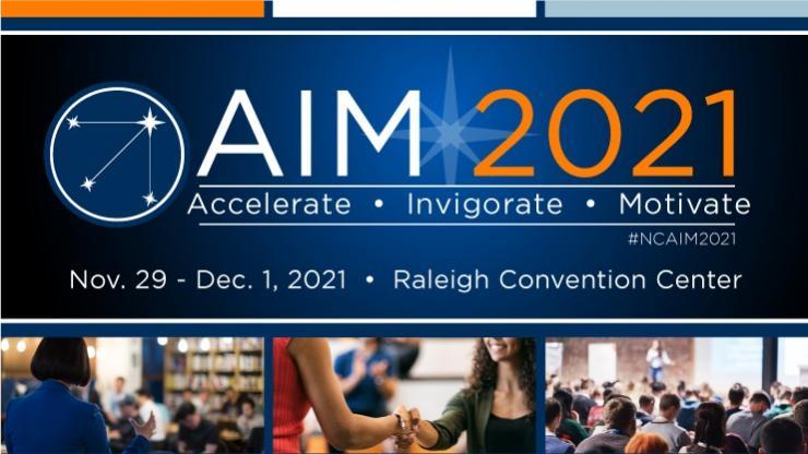 AIM 2021 Conference Banner: Accelerate, Invigorate, Motivate
