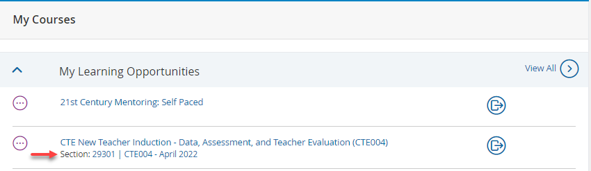 NCEES update to My Courses showing Sections