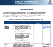 OEL Calendar of Events