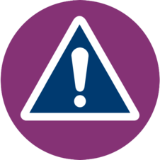 Attention Exclamation Mark inside a dark blue triangle in a pink circle