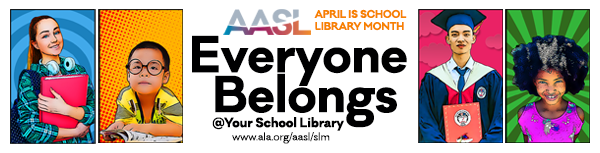 Everyone Belongs @ The Library Banner Everyone Belongs @ The Library Banner - image of four children of various ages with text in the center that says