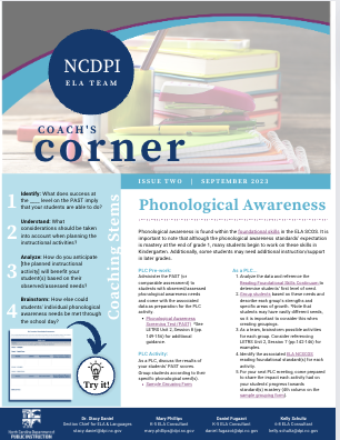 Coach's Corner: Issue 2, Phonological Awareness