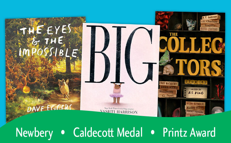 Youth media awards winners The Eyes and the Impossible, BIG, The Collectors book covers