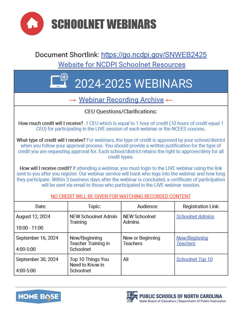Schoolnet Webinars