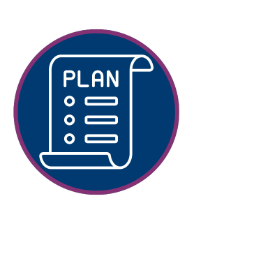 icon of a lined sheet of paper with the word plan across the top