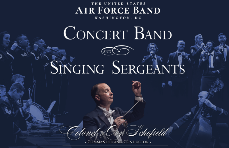 US Air Force Band banner with a conductor