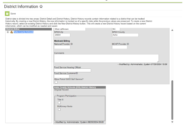 District Information