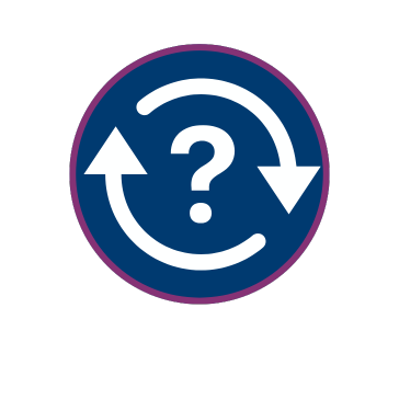 question mark circled by arrows indicating a refresher may be needed