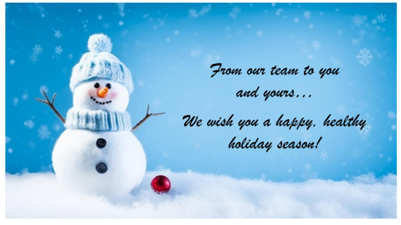 snowman with happy holidays message