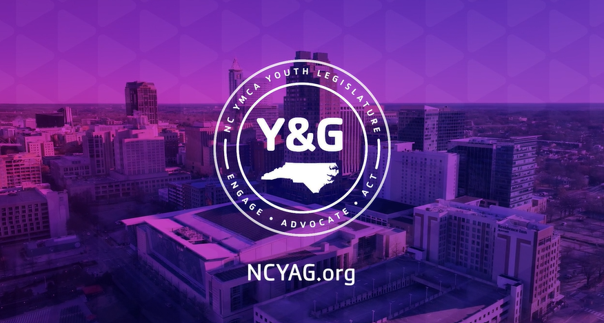 muted image of Raleigh skyline with YAG logo