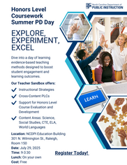 Honors Level Coursework PD Day poster
