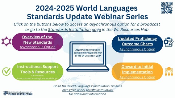 2024-2025 World Language Standards Update Webinar Series flyer