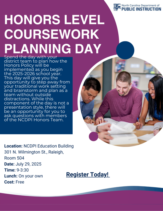 Honors Level Coursework Planning Day