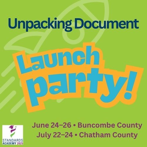 Unpacking Document Launch Party banner with a rocket in the background