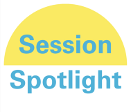 session spotlight text with yellow half circle background