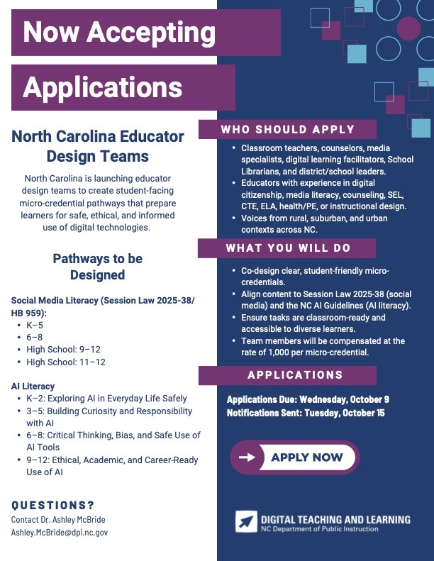 NC Educator Design Teams Flyer