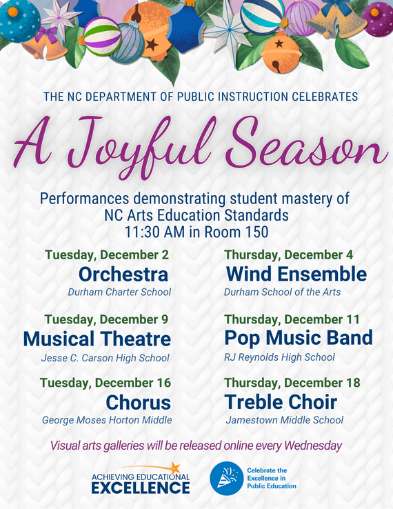 lineup for performances. Click the image to watch the livestreams on Youtube T-Th at 11:30am