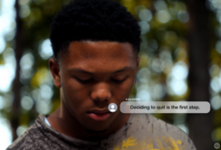 image of high school student with text to support quitting vaping