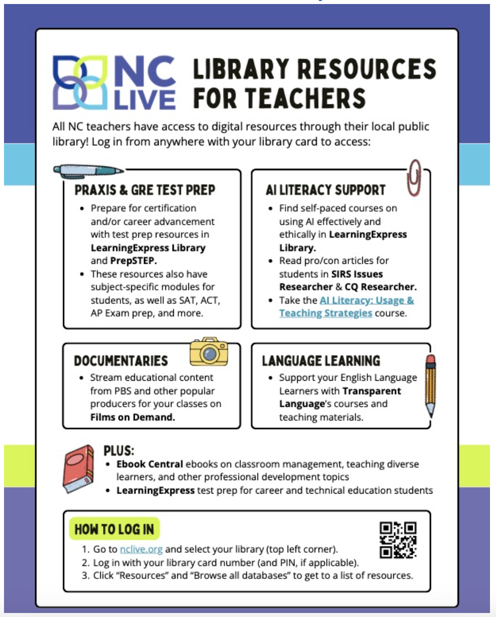 NC Live for Teachers Flyer