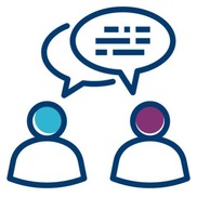 two outlines of heads having a conversation