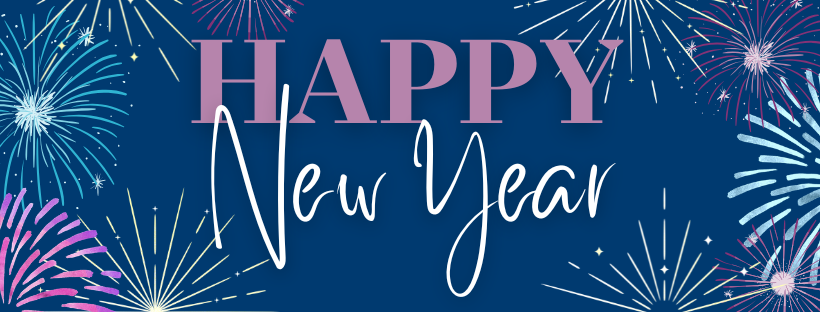 Happy New Year Banner with fireworks