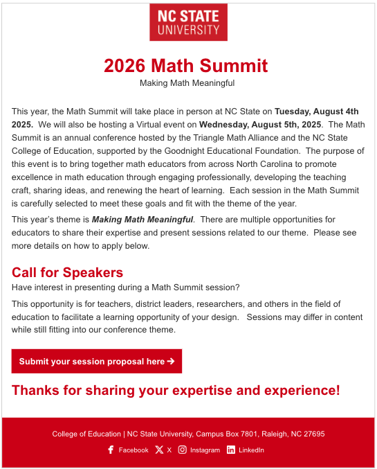 2026 Math Summit flyer